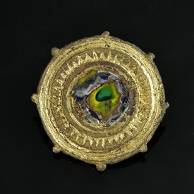 Roman bronze gilded disc brooch