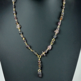 Necklace with Roman wire-wrapped purple glass beads