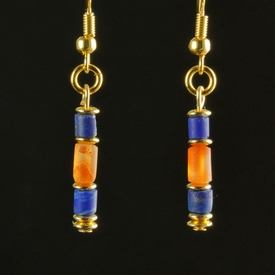 Earrings with Egyptian Lapis Lazuli and carnelian beads