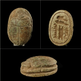 Ancient Egypt, steatite scarab with hieroglyphs IMEN-MERY