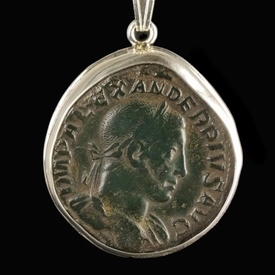 Silver pendant with Roman coin of Severus Alexander