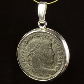 Silver pendant with Roman coin of Diocletianus