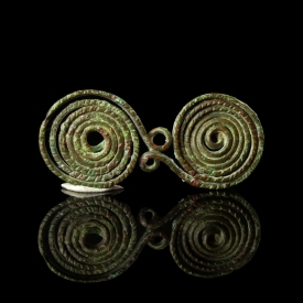 Bronze Age, Hallstatt double Spiral Fibula, miniature size