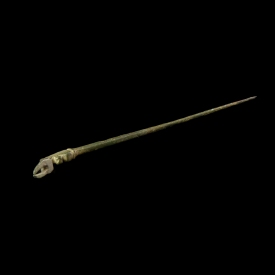 Roman bronze dress pin with hoof terminal