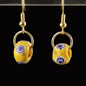 Earrings with Celtic glass stratified 'Eye' beads