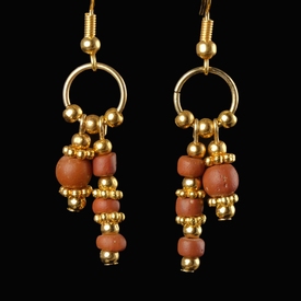 Earrings with Roman red glass beads