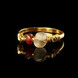 Ring with Roman wire-wrapped glass beads