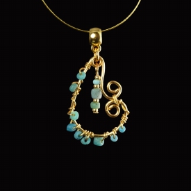 Pendant with Roman wire-wrapped turquoise glass beads