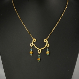 Necklace with Roman yellow and turquoise glass beads