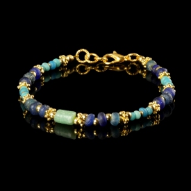 Bracelet with Roman blue and turquoise glass beads