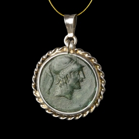 Silver pendant with ancient Amisos coin, Mithradates VI