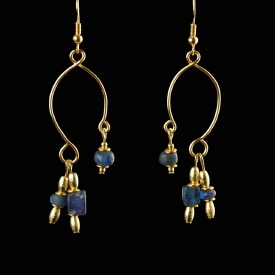 Earrings with Roman blue glass beads