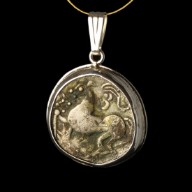 Silver pendant with Celtic coin, Danube Region Tetradrachm