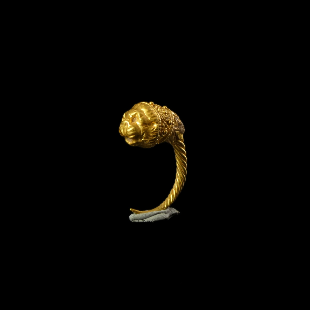 Ancient Greek Hellenistic gold lion's head earring