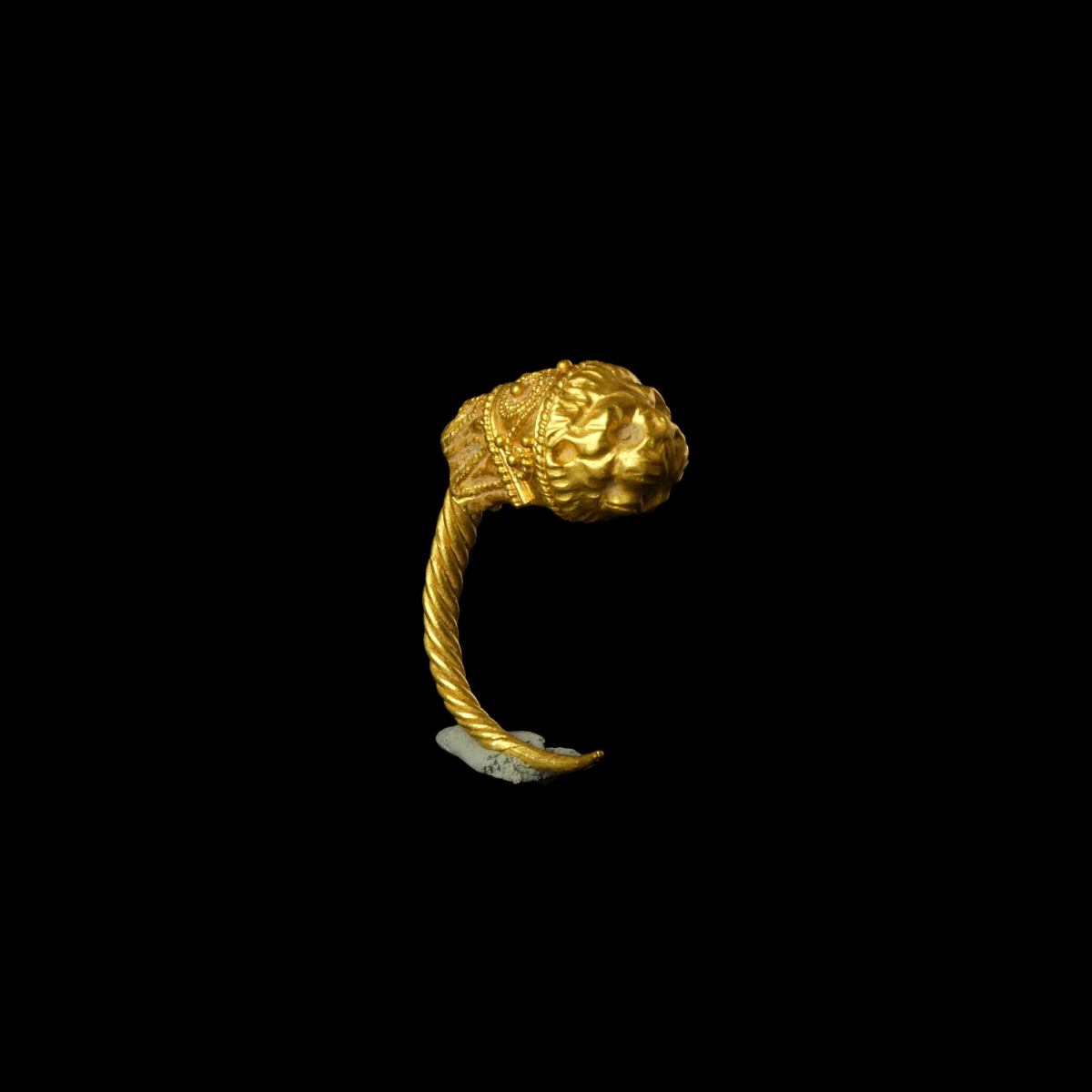 Ancient Greek Hellenistic gold lion's head earring