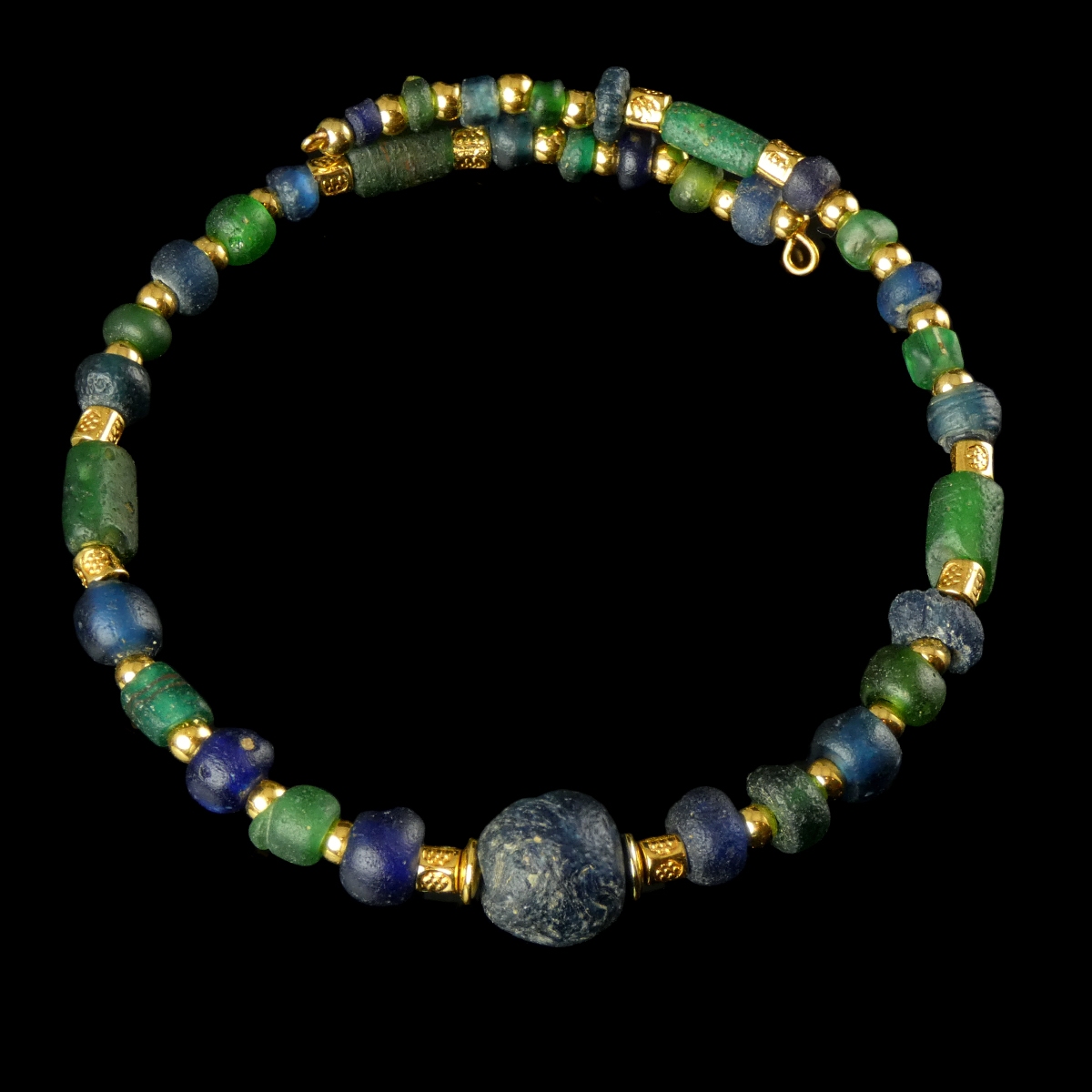 Bracelet with Roman blue and green glass beads