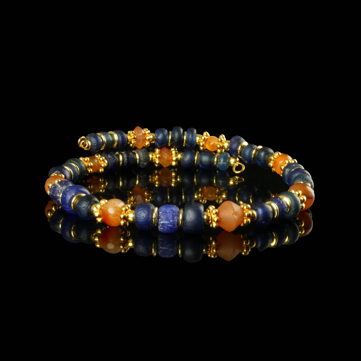 Bracelet with Roman blue glass and carnelian beads