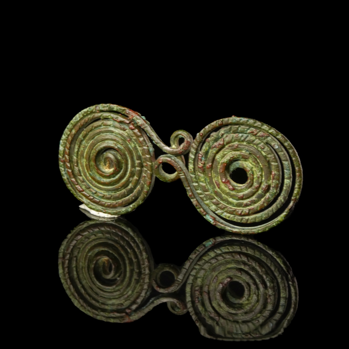 Bronze Age, Hallstatt double Spiral Fibula, miniature size