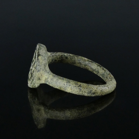 Byzantine bronze ring with monogram and cross