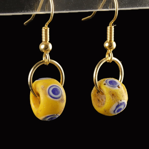 Earrings with Celtic glass stratified 'Eye' beads