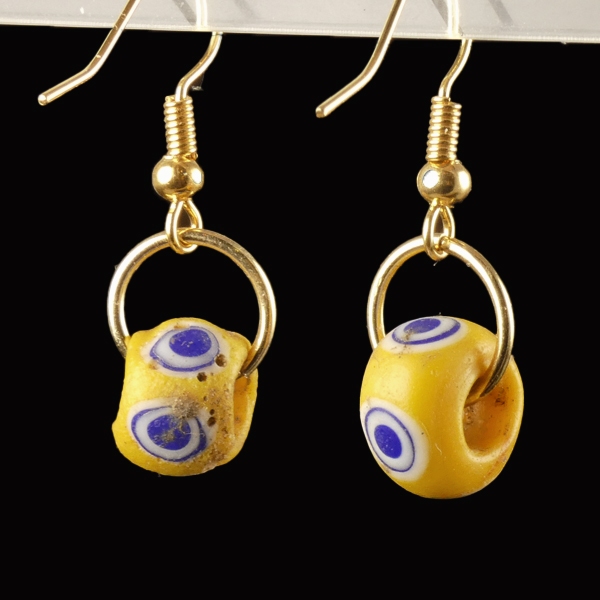 Earrings with Celtic glass stratified 'Eye' beads