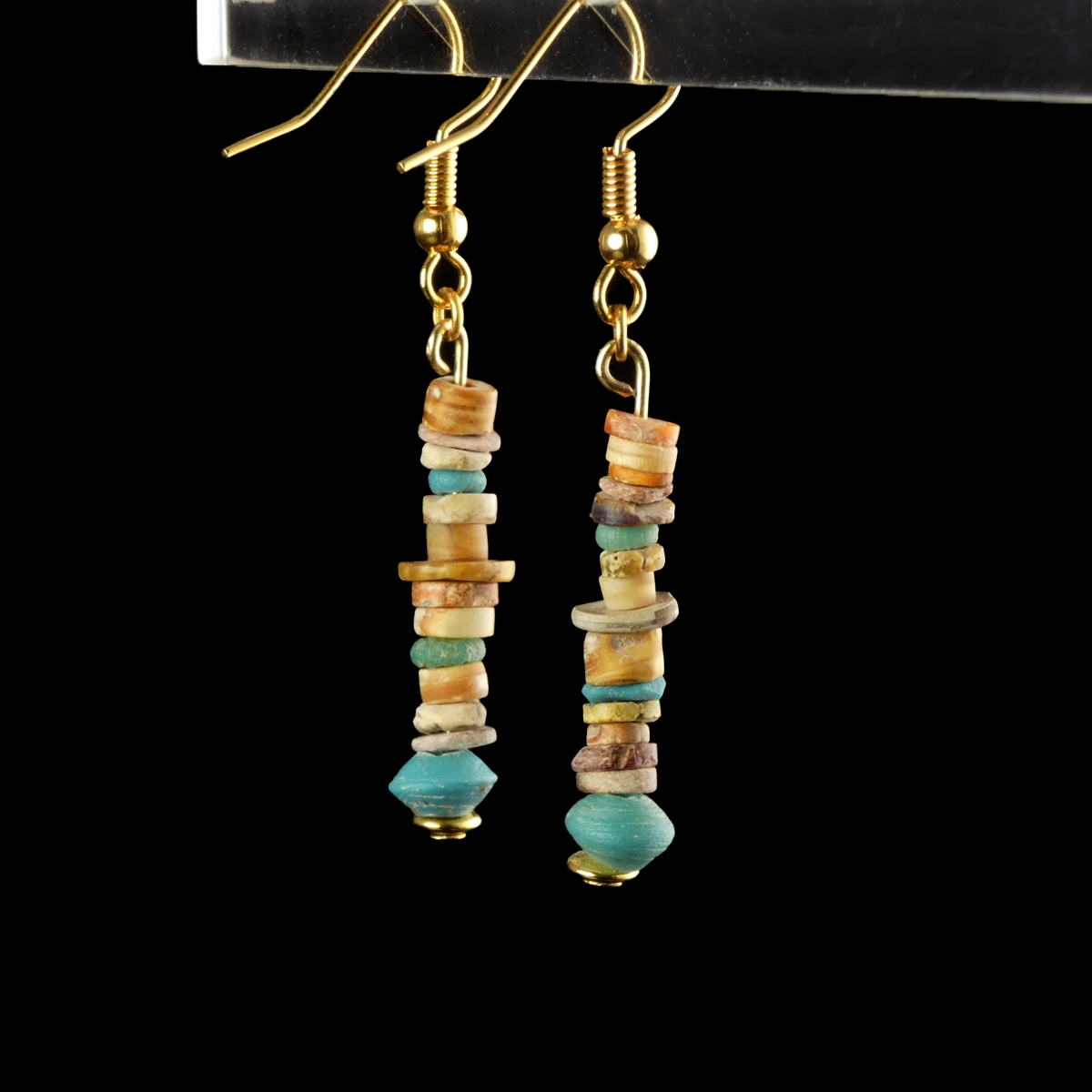 Earrings with Egyptian faience and glass beads