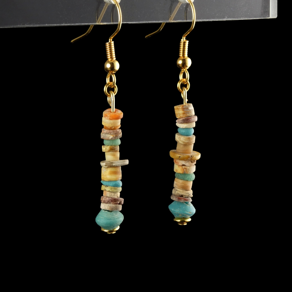 Earrings with Egyptian faience and glass beads