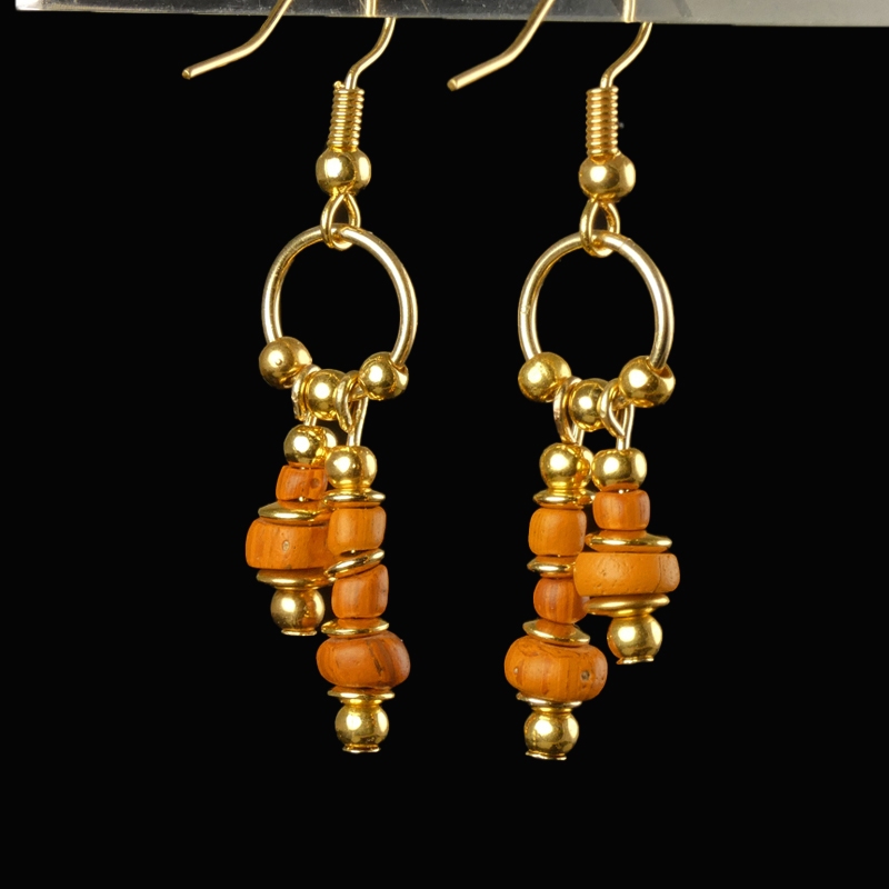 Earrings with Roman orange glass beads