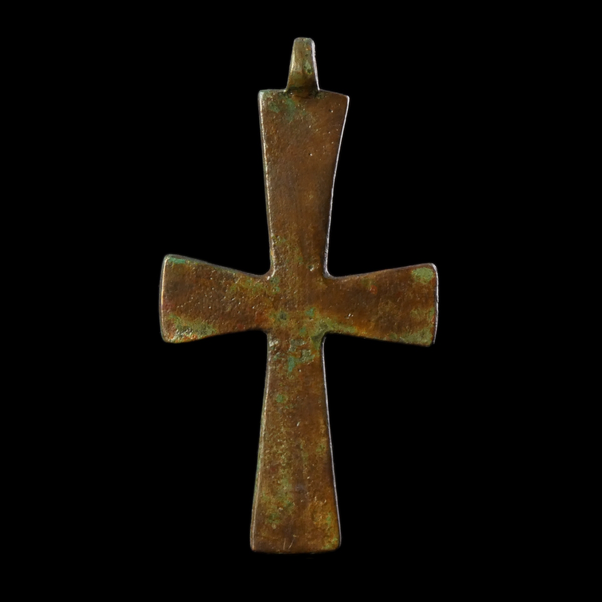 Large Byzantine bronze cross pendant