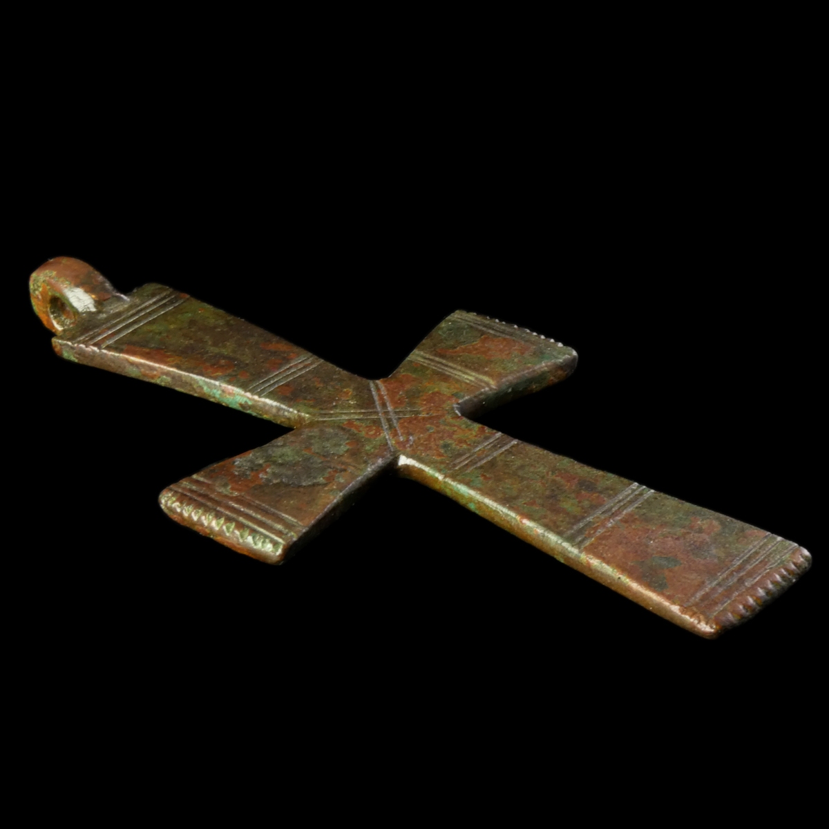 Large Byzantine bronze cross pendant