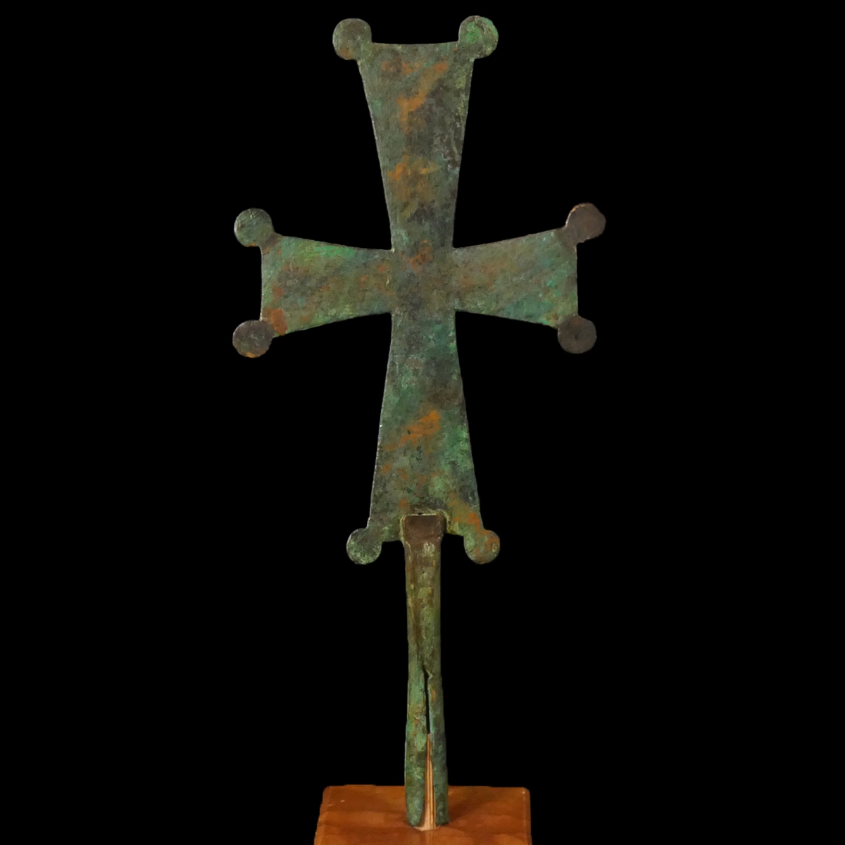 Large Byzantine bronze Processional Cross with Archangel