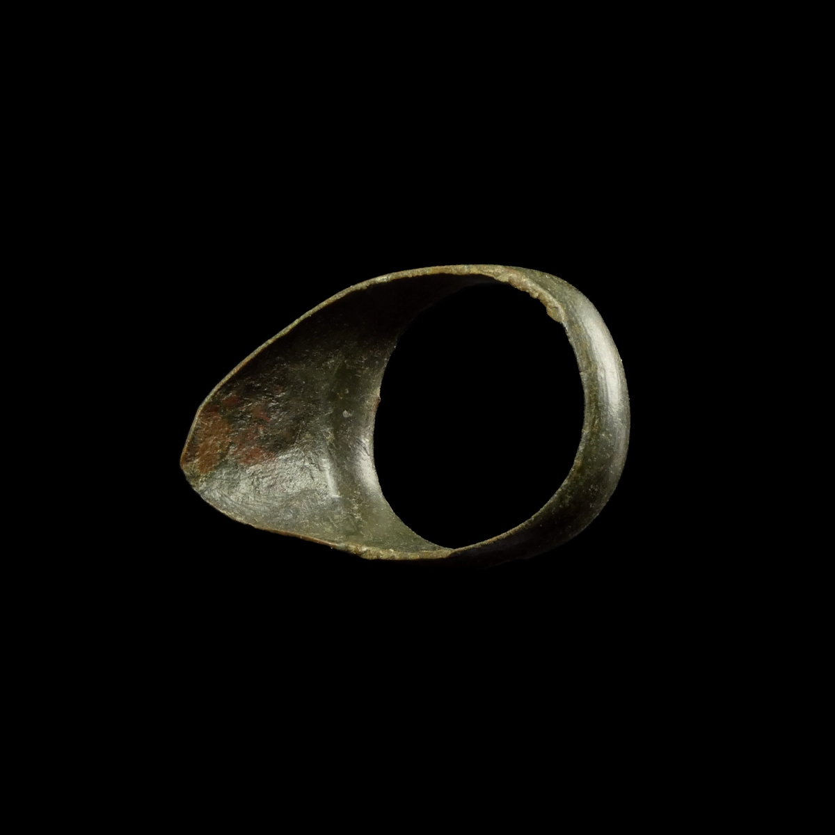 Medieval bronze Archer thumb ring with 'Evil Eye'