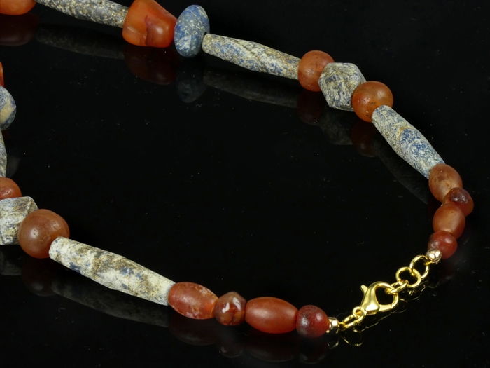 Necklace with ancient lapis lazuli and carnelian beads