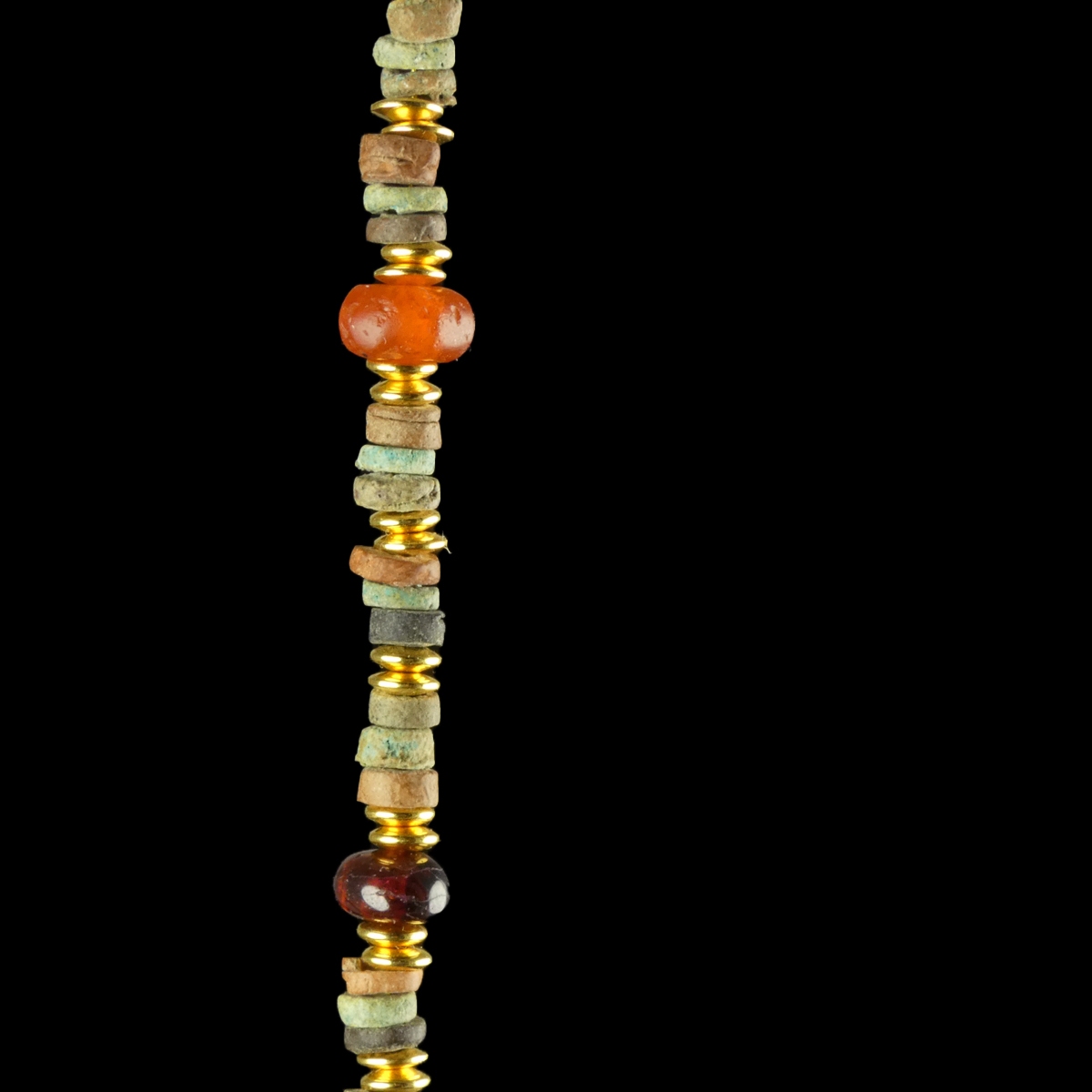 Necklace with Egyptian faience, carnelian and garnet beads