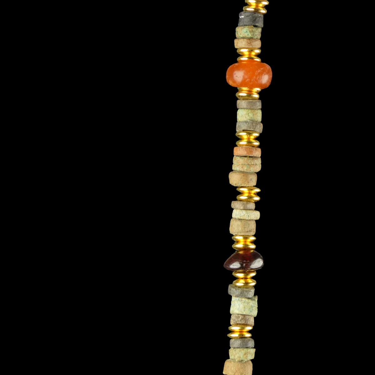 Necklace with Egyptian faience, carnelian and garnet beads