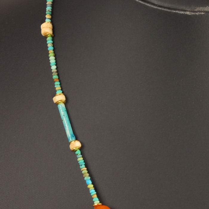 Necklace with Egyptian faience and carnelian beads