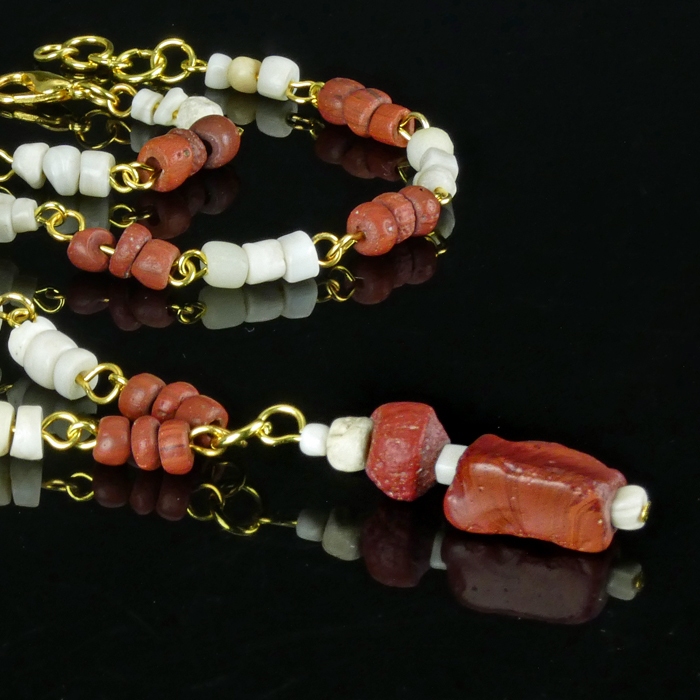 Necklace with Roman red glass and shell beads