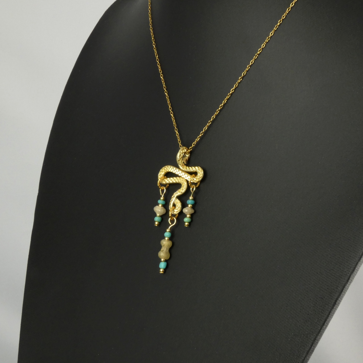 Necklace with Roman turquoise, semi-translucent glass beads