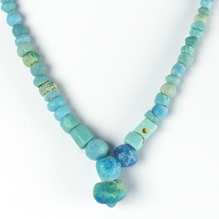 Necklace with Roman turquoise glass and faience beads