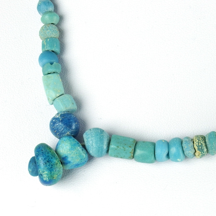 Necklace with Roman turquoise glass and faience beads