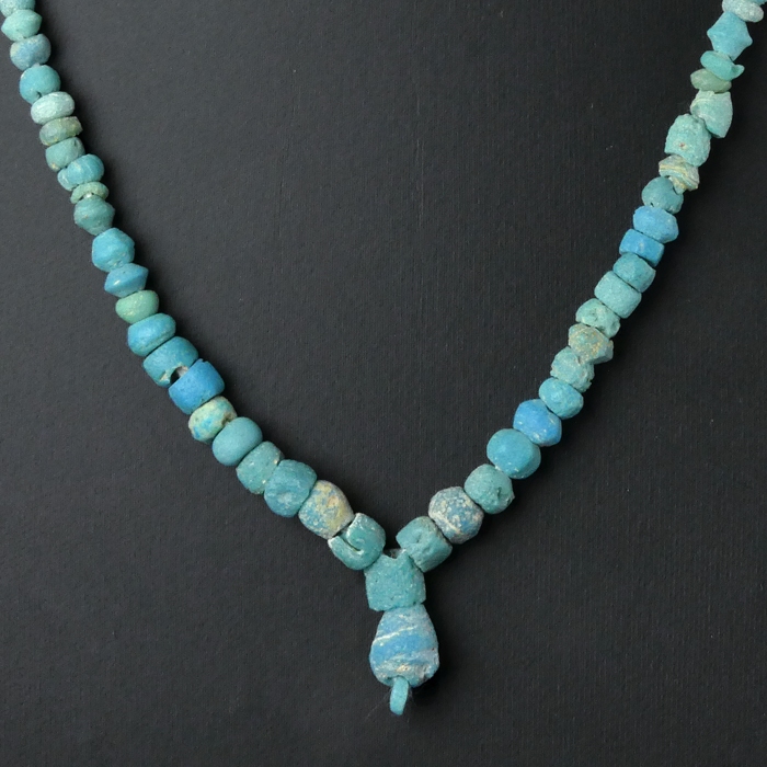 Necklace with Roman turquoise glass beads