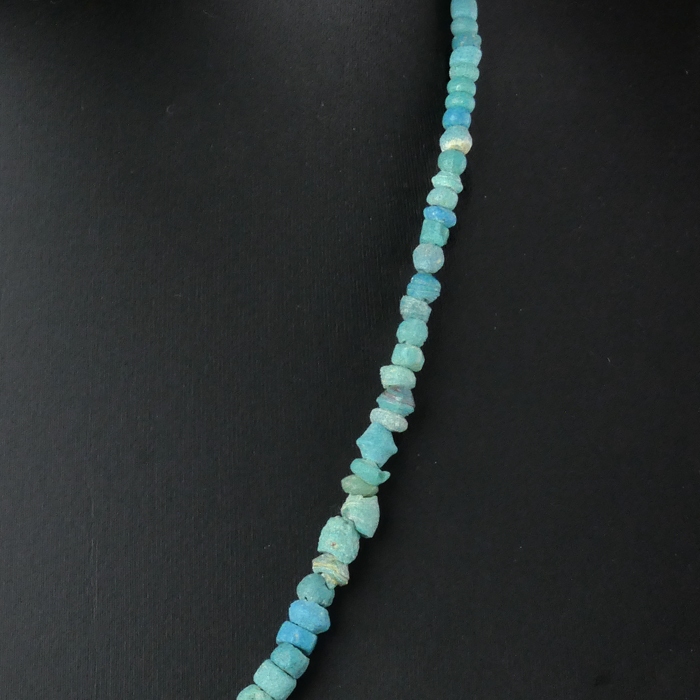 Necklace with Roman turquoise glass beads