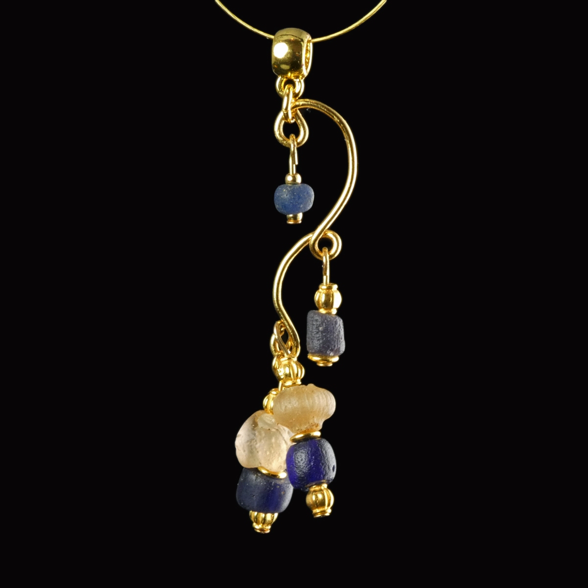 Pendant with Roman blue and semi-translucent glass beads