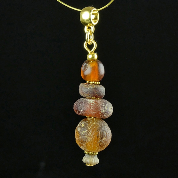 Pendant with Roman glass and amber beads