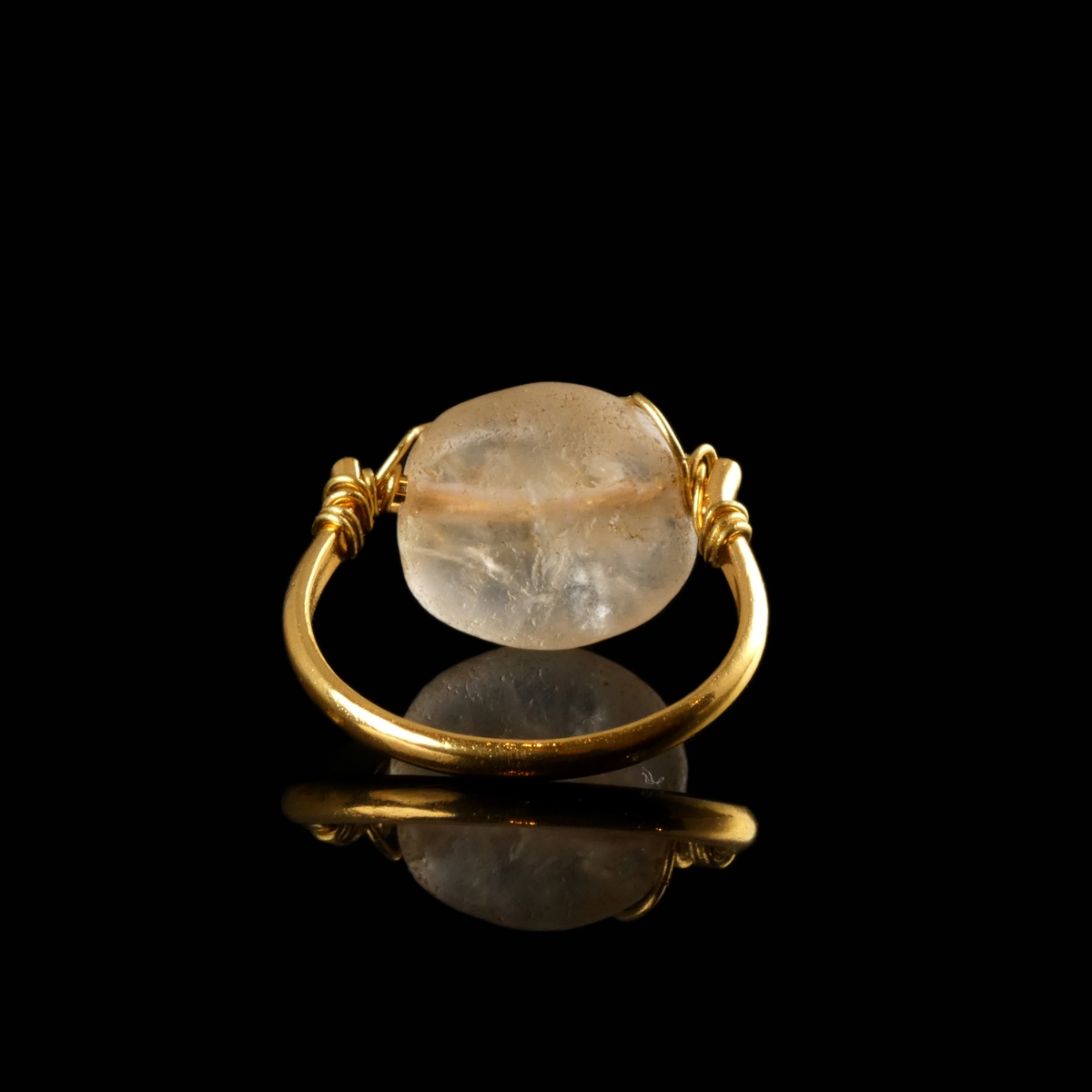 Ring with Roman wire-wrapped rock crystal bead