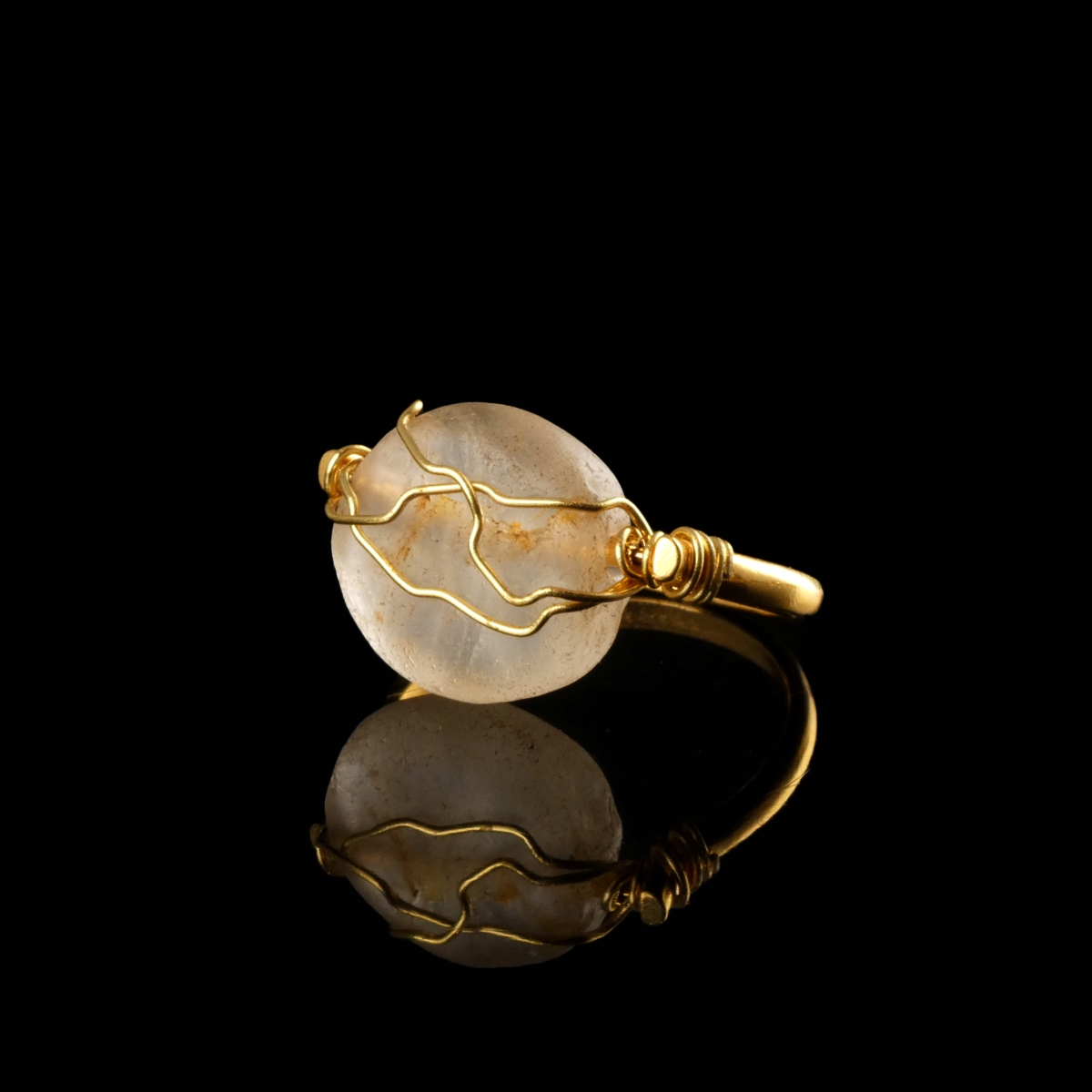 Ring with Roman wire-wrapped rock crystal bead