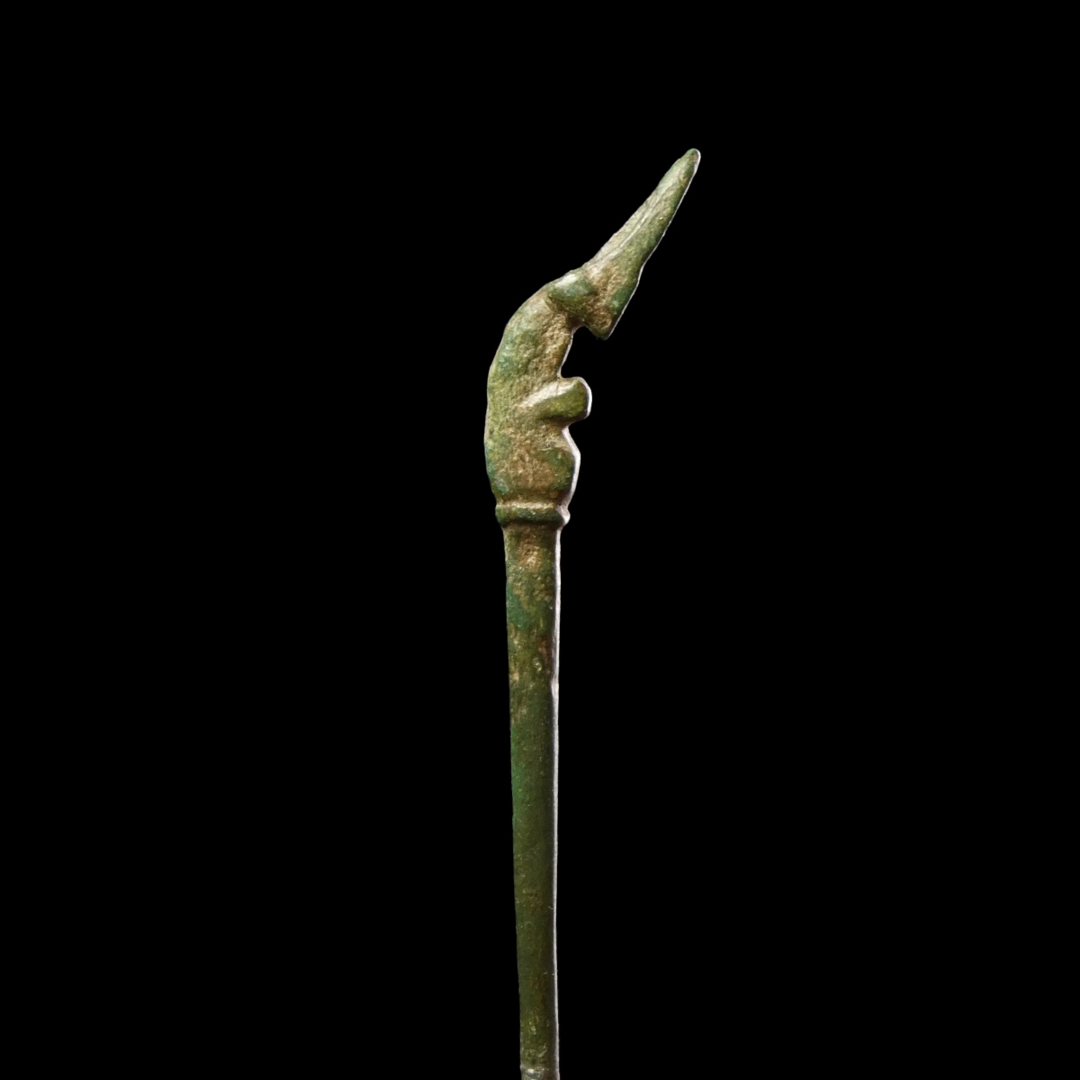 Roman bronze dress pin with hoof terminal