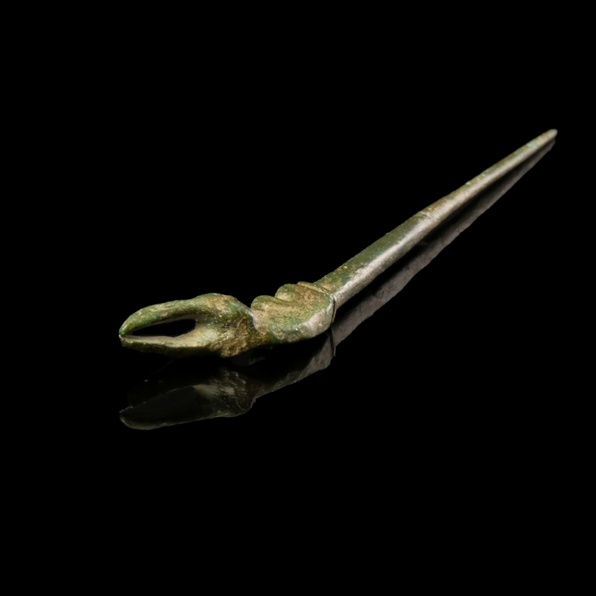 Roman bronze dress pin with hoof terminal