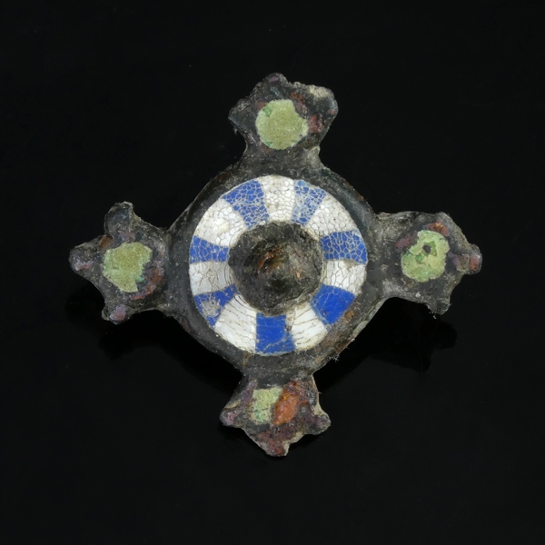 Roman bronze enamelled plate brooch