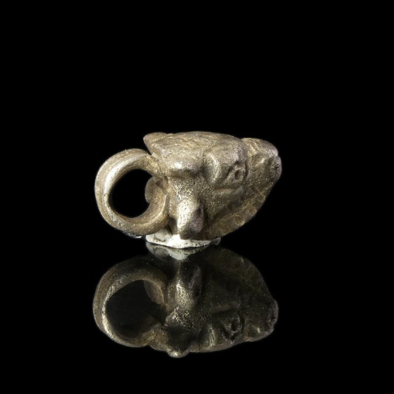 Roman silver Bull's head amulet pendant